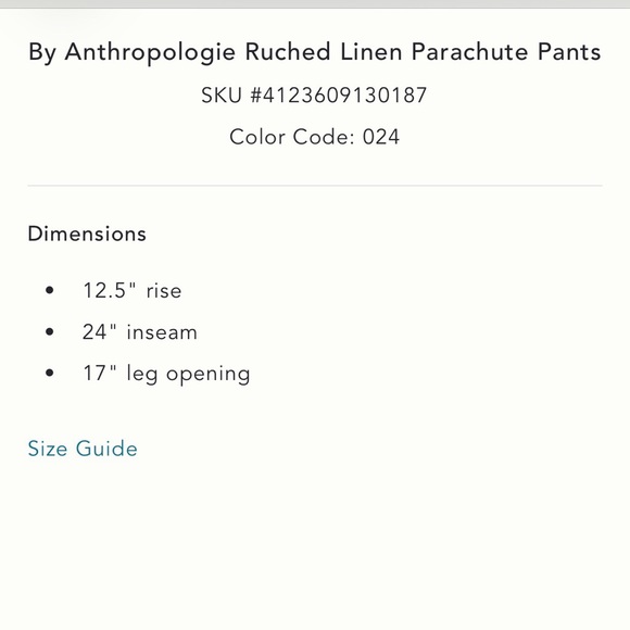 NWT Antropologie Ruched Linen Parachute Pants L - Picture 8 of 8